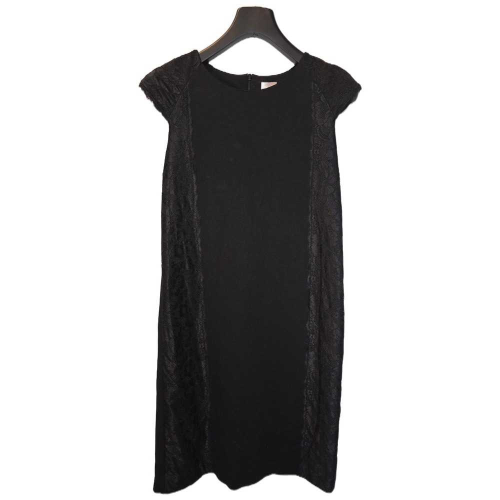 Chico's Black Lace Panel Sheath Dress Cap Sleeve Size 0 US 4